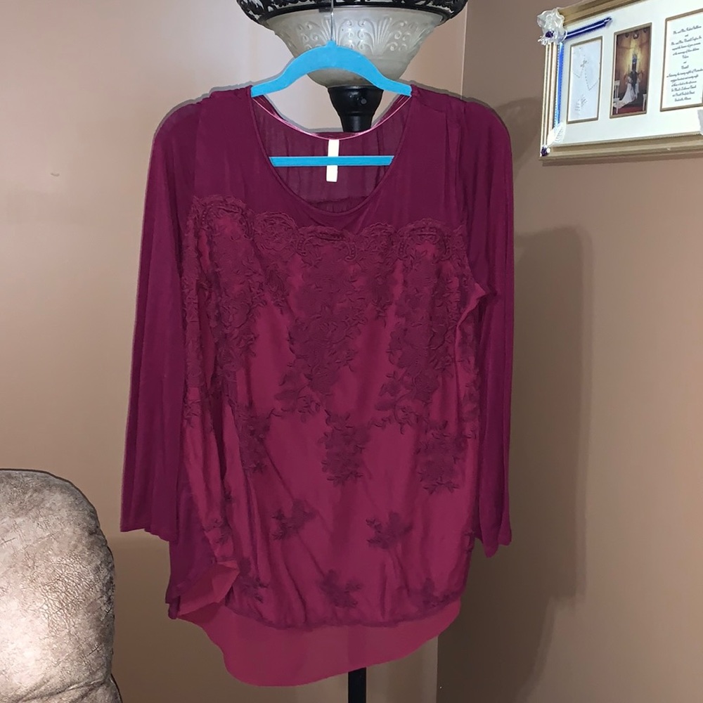 Maroon Lace front blouse